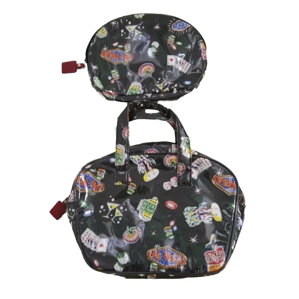 NICK & NORA Travel Las Vegas Bag Tote Cosmetic Set of 2 Casino Club